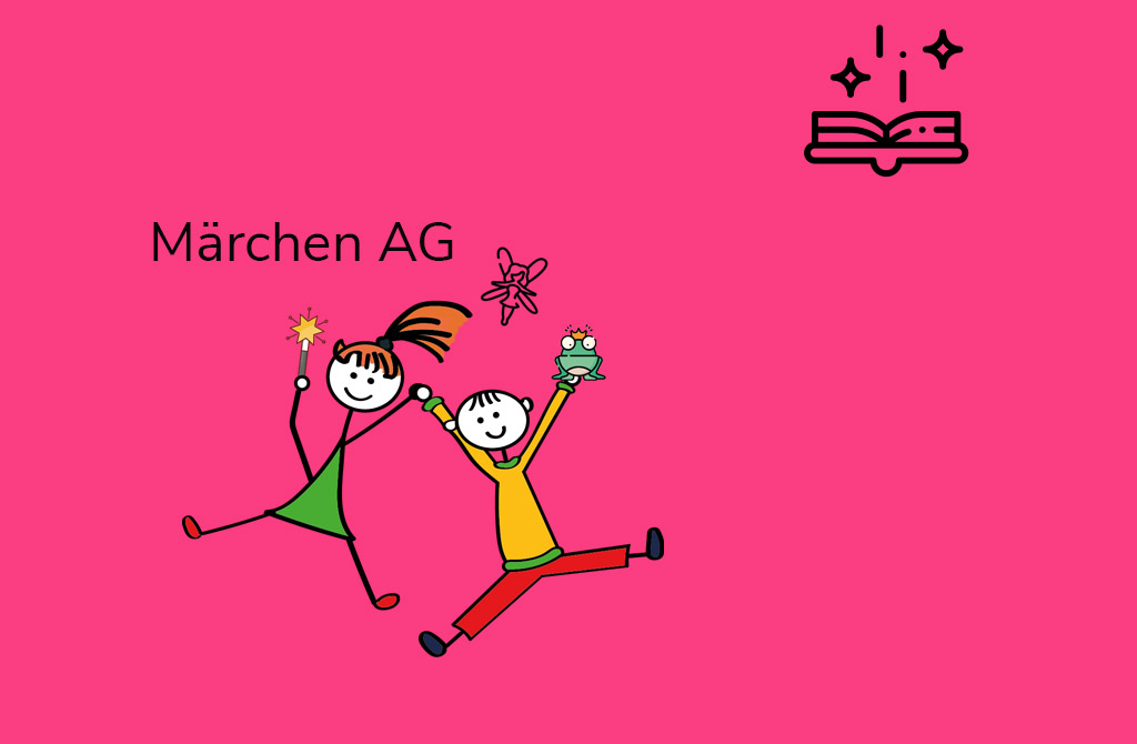 Logo Junge und Mädchen mit Zauberstab und Froschkönig